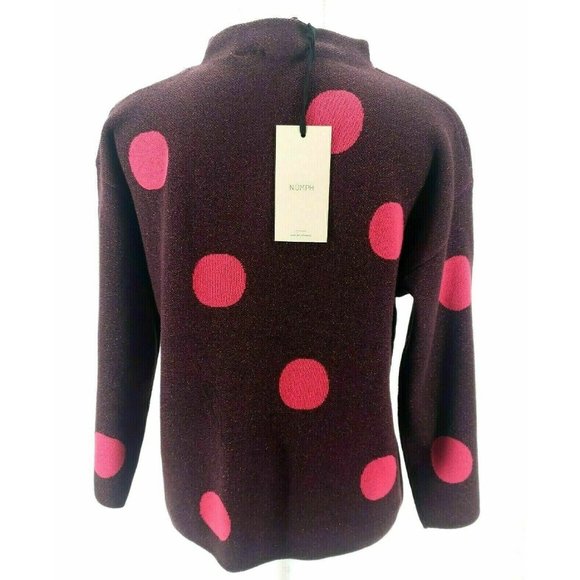 ANTHROPOLOGIE NUMPH Metallic Large Polka Dot Pullover Sweater 3/4 Sleeve - Picture 4 of 8